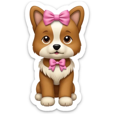 A dog with uggs and a bow sticker