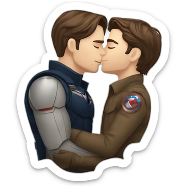 Steve Rogers kissing Bucky Barnes sticker