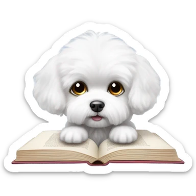 Maltese Bichon reading sticker