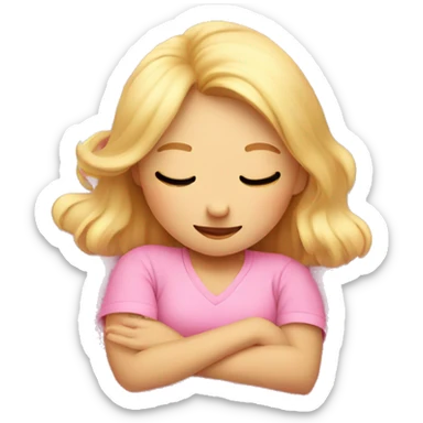 Cute blond girl in pink sleeping in pink bed sticker