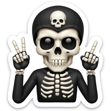 Skull doing finger guns sticker