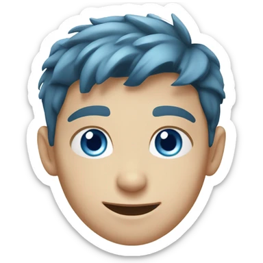 Young Caucasian boy with blue eyes and blue hair sticker