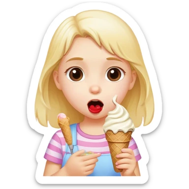 little girl eating ice cream  sticker