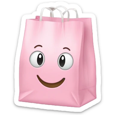 An emoji of a grocery bag in pastel pink sticker