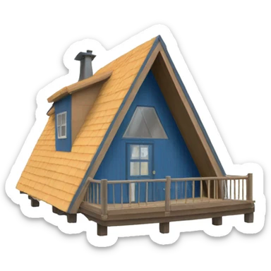 blue a-frame cabin sticker