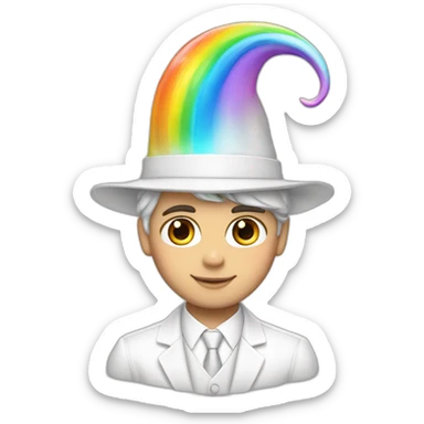 Posh-boy-with-white-suit-and-rainbow-unicorn-hat sticker