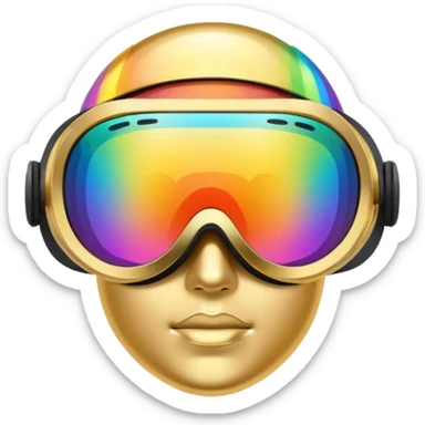 gold simulation rainbow visor goggles sticker