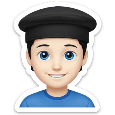 Menino branco de cabelo escuro, boné preto, olhos azuis sticker