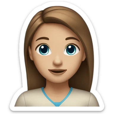 a girl with brown hair,light brown skin and blue eyes sticker