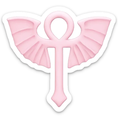 Light pink ankh with bat wings  sticker