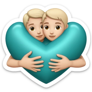 Teal heart hug sticker