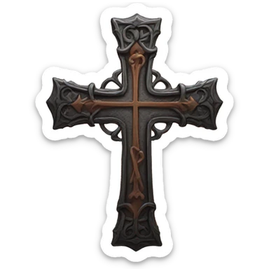 gothic cross orange sticker