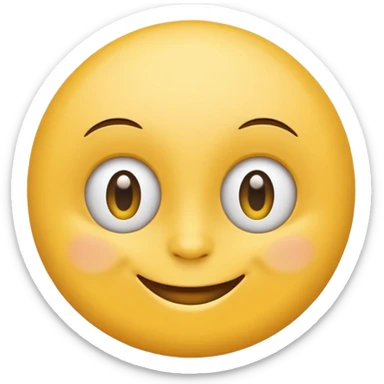 Emoji, yellow round smiling face, curved eyes narrow and snide sticker