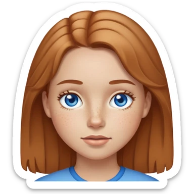 Girl with light skin, light brown hair, blue eyes, and freckles sticker
