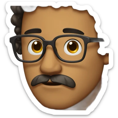 Crying man with beard, glasses, black curly hair and red plaid shirt sticker