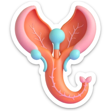 realistic modern 3D icon of PCOS: stylized uterus with highlighted polycystic ovaries, clear recognizable symbol, 3D effect, delicate colors, clean modern style, no background, aspect ratio 2:3 sticker