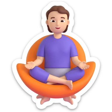 JOMO (joy of missing out) as a playful emoji, showing a relaxed person enjoying solitude, radiating calm and contentment, modern emoji style sticker