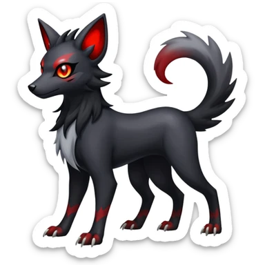 Shiny Exotic Excessive Mysterious Houndoom-Mightyena-Zorua-Pokémon-Fakémon-hybrid-creature (full body) sticker