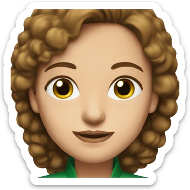 Distinguished woman with green eyes, brown hair, in her 40's sticker