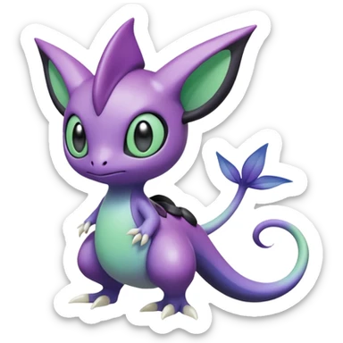 Violet-purple-black-white-gradients Meloetta-Larvitar-Axew-Grovyle-Pokémon-Fakémon-creature sticker
