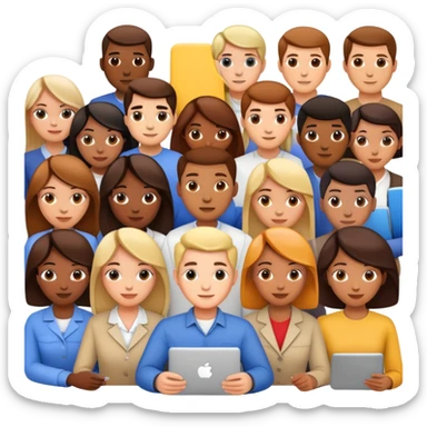 People working together on a project sticker