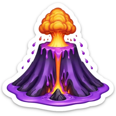 A volcano errupting only with a pure purple liquid. no fire sticker