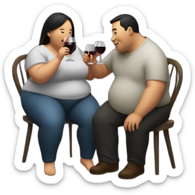 overweight couple drinking wine sticker
