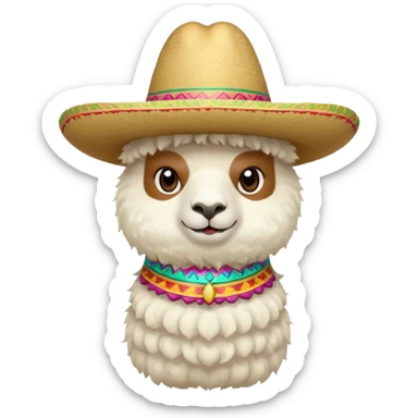 white alpaca wearing sombrero sticker