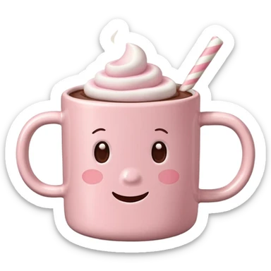 Light Pink mug of hot chocolate with marshmallows sticker