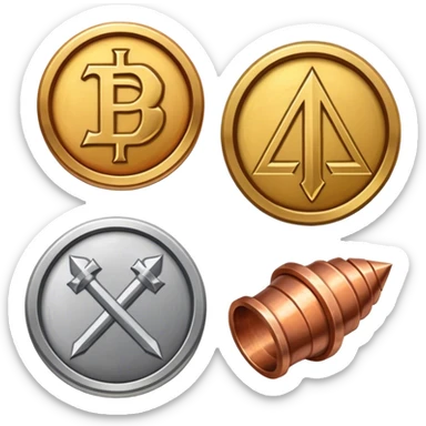 dnd item icon, medieval, currency gold, silver, copper icons sticker