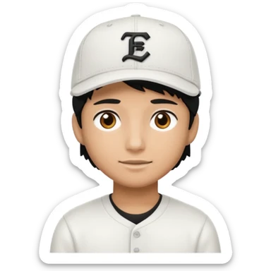 Create a person wearing a white New Era cap, with black hair and brown eyes.
 sticker