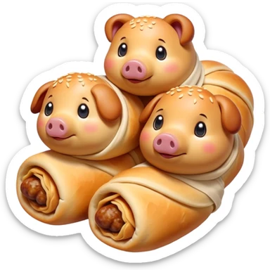 cute little sausage wrapped in dough as pigs in a blanket sticker