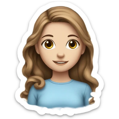 White girl with brown hair and blue eyes, flowers and butterflies  sticker