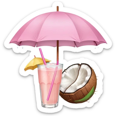 coconut drink with light pink umbrella sticker