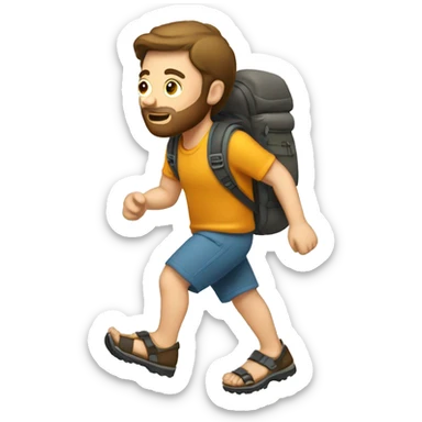 a white guy hiking using sandals, coding while he is hiking sticker