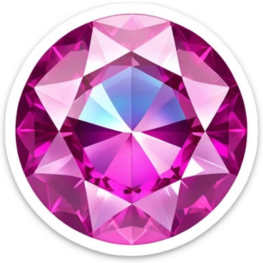 round cut pink sapphire gemstone with holographic iridescent shine sticker
