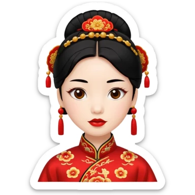 emoticon coqueto con disfraz chino sticker