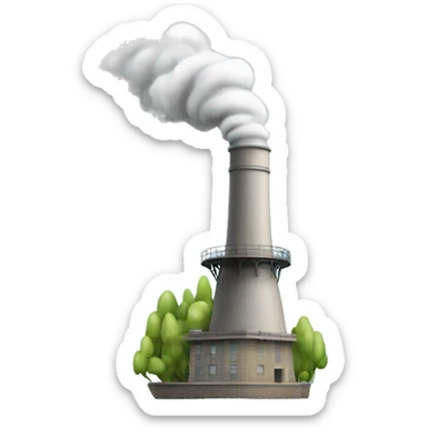 hydroelectric power station chimney with smoke coming out of sticker