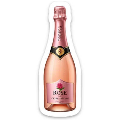 bottle of sparkling rose champagne tilted up and to the right, no glass sticker