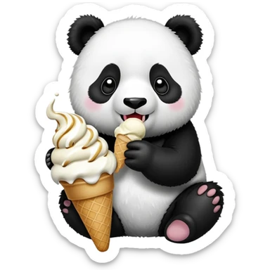 Panda eating ice cream sticker