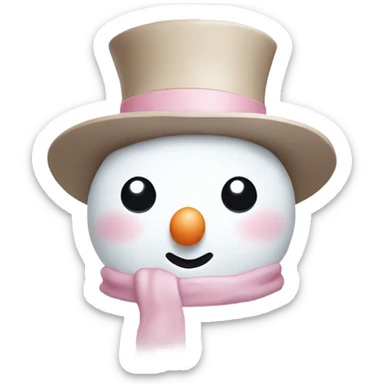 Cute white and light pink snowman sticker
