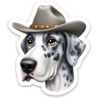 Blue Merle Great Dane wearing a cowboy hat  sticker