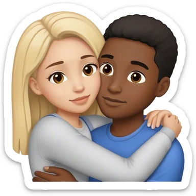Black guys and light skinned girl hugging loving each other sticker