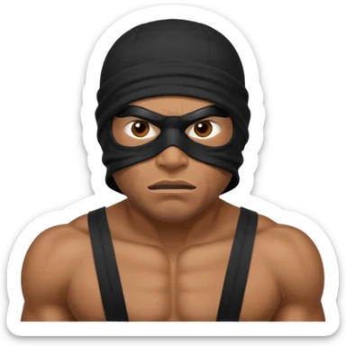 angry and smug african black ski mask wearing guy with no top sticker