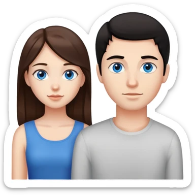 Girl with brown hair and her boyfriend with black hair and blue eyes sticker