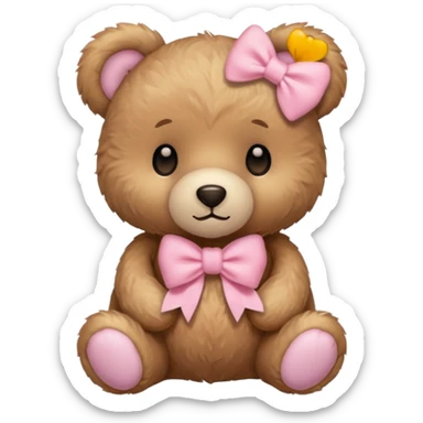 teddy bear with pastel pink bow sticker