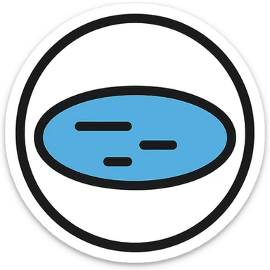 circular lake icon with medium black border, no frame, white background, simple, clean, recognizable, Little Alchemy style, color outline icon sticker