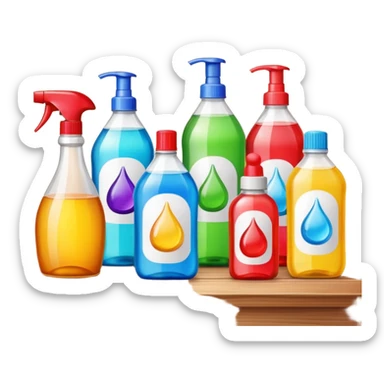 cleaning products on a table sticker