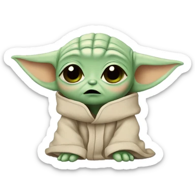 Cute baby yoda crying  sticker