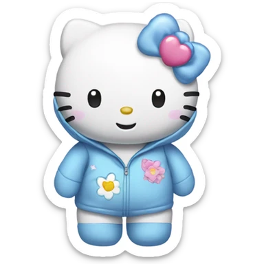 hello kitty wearing a care bear onesie sticker